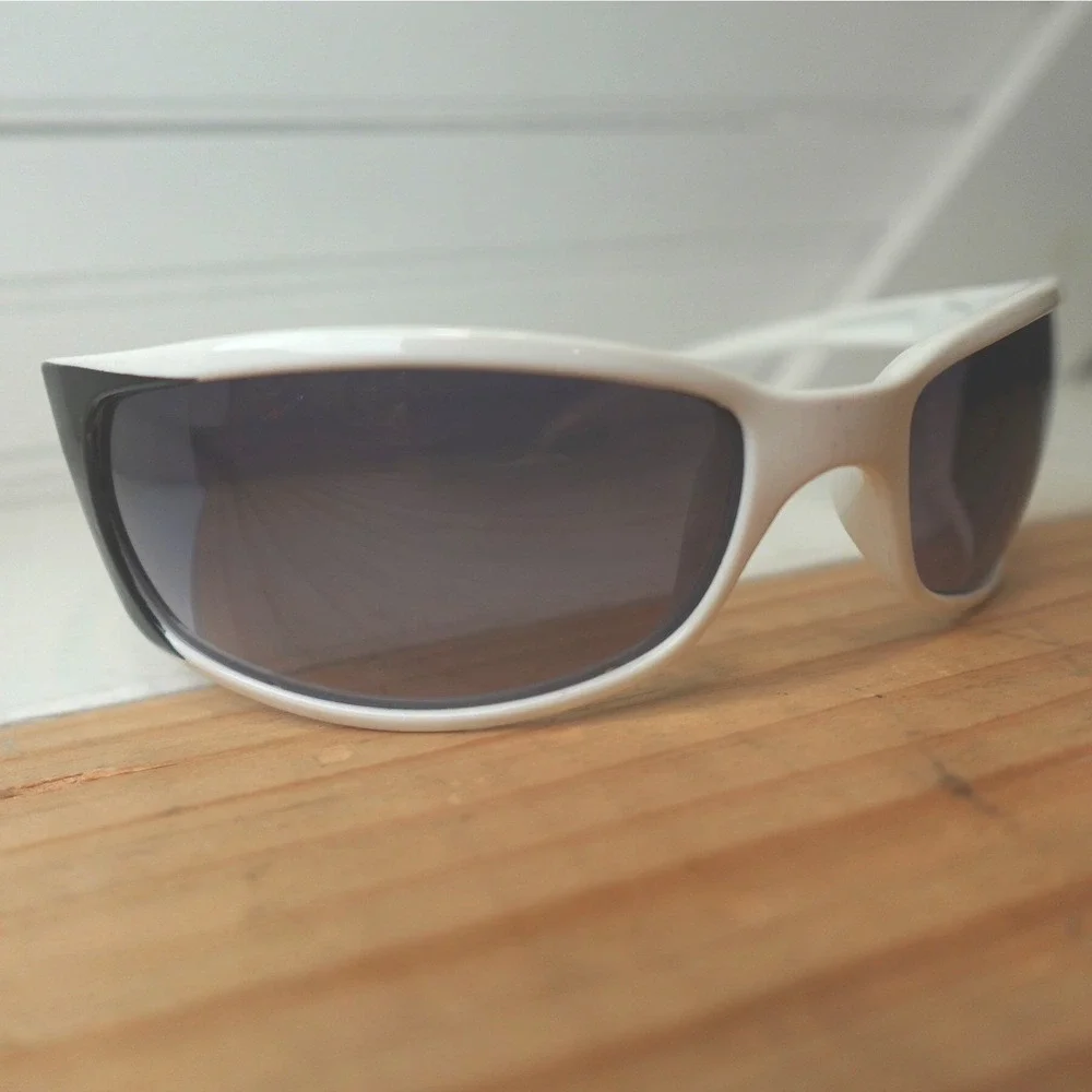 Arnett Sunglasses Men's Black & White‎ Frames Y2K Racing Wrap-around Glasses